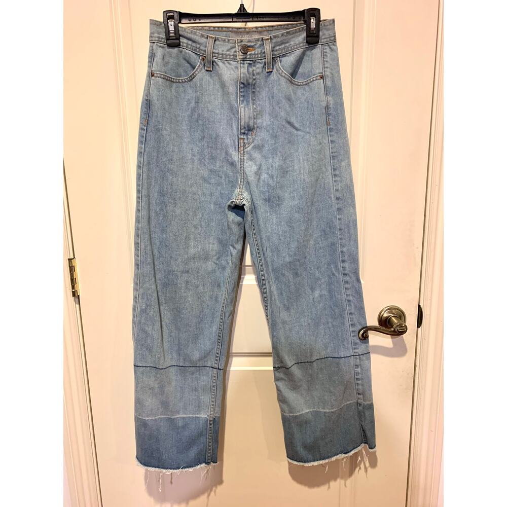 Nasty Gal Wide Leg Patch Jeans Light Wash Hotel California